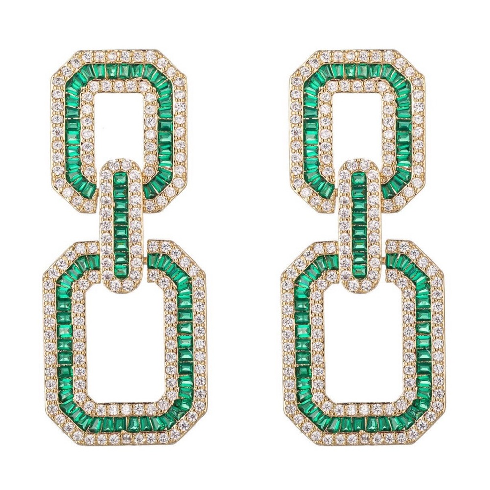 Eye Candy Green and Gold Link Earrings‎ BNWT sealed